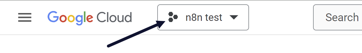 The project dropdown in the Google Cloud top navigation